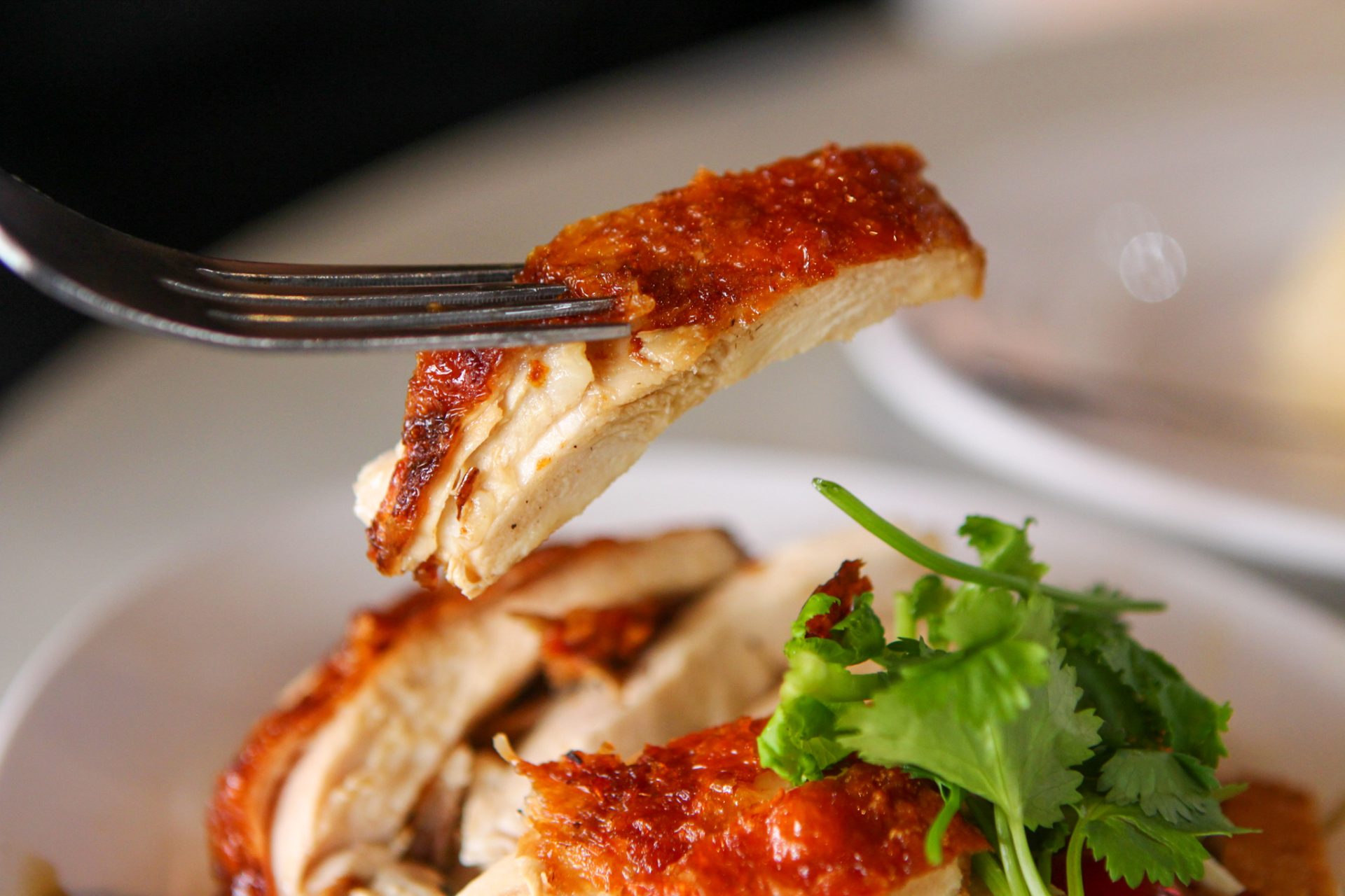Image of a piece of Bruce Lee Chicken Rice's roasted chicken 