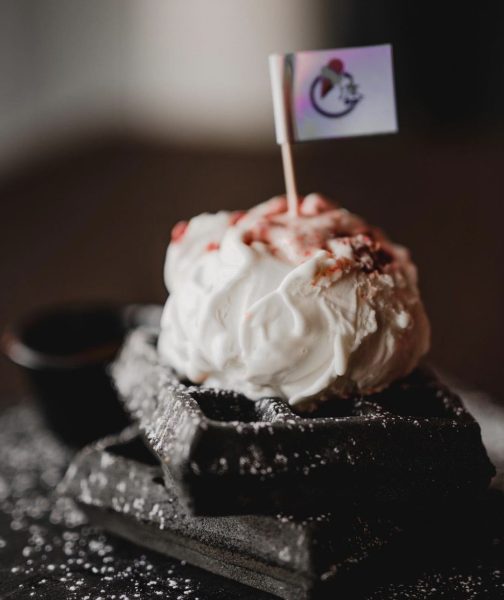 a photo of ice cream and waffles from icebar