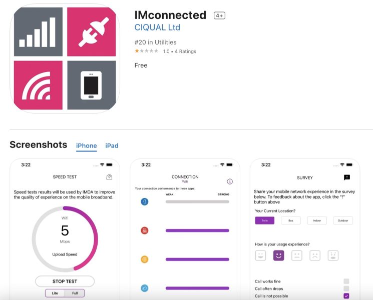 a screenshot of the IMConnected app
