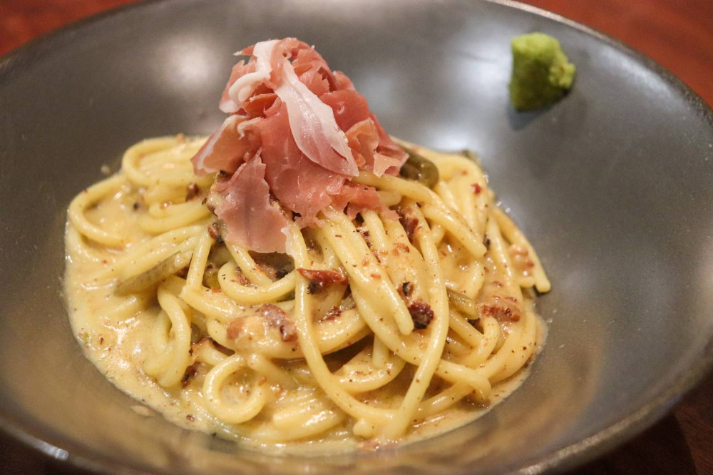 Oishii Ristorante's Parma Ham with Wasabi Cream Spaghetti