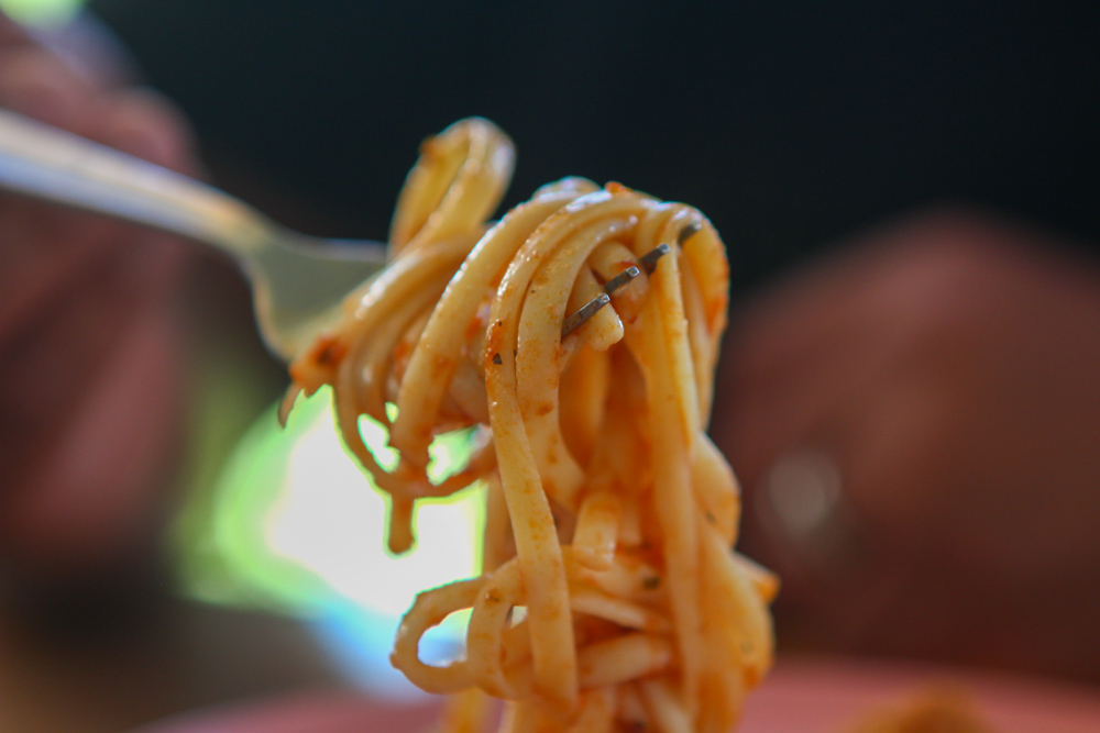 Close up of noodles