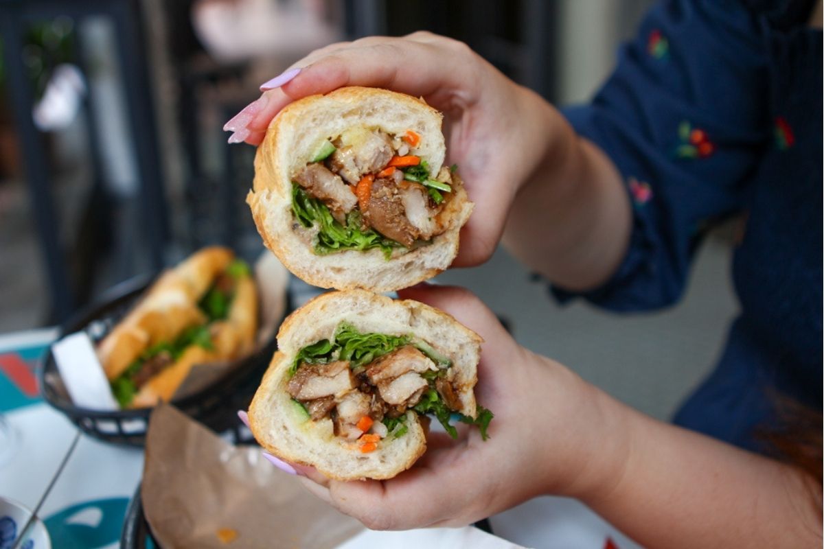 joo chiat banh mi ca phe - lemongrass honey glazedchicken thigh close up