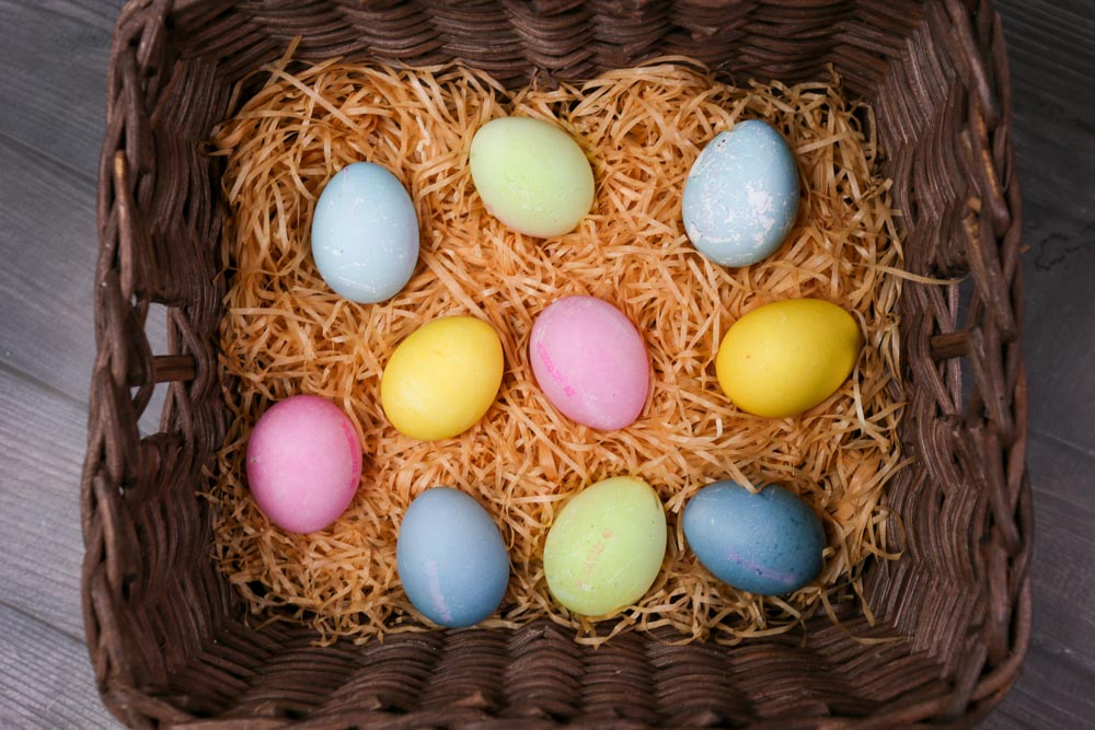 Photo of easter eggs in a basket