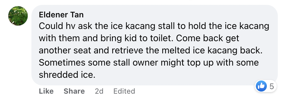 Screengrab of comment on FB