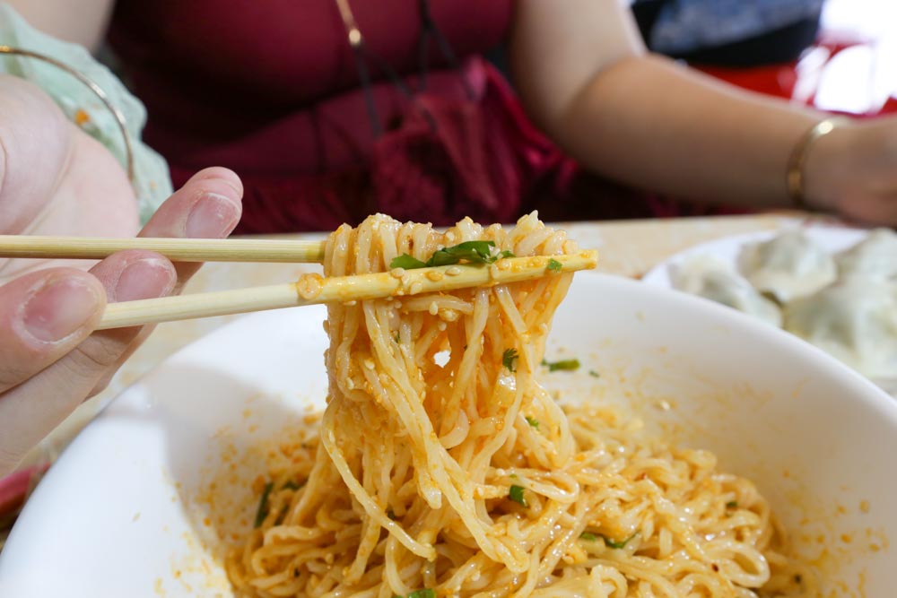 Close up of noodles