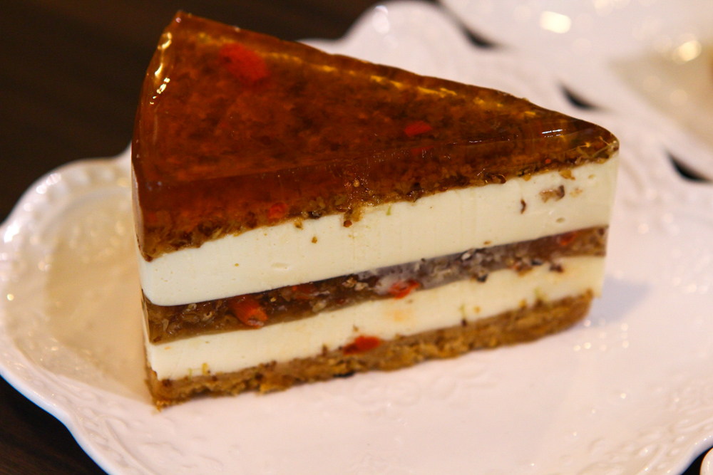 Image of a slice of osmanthus with wolfberries' cheesecake