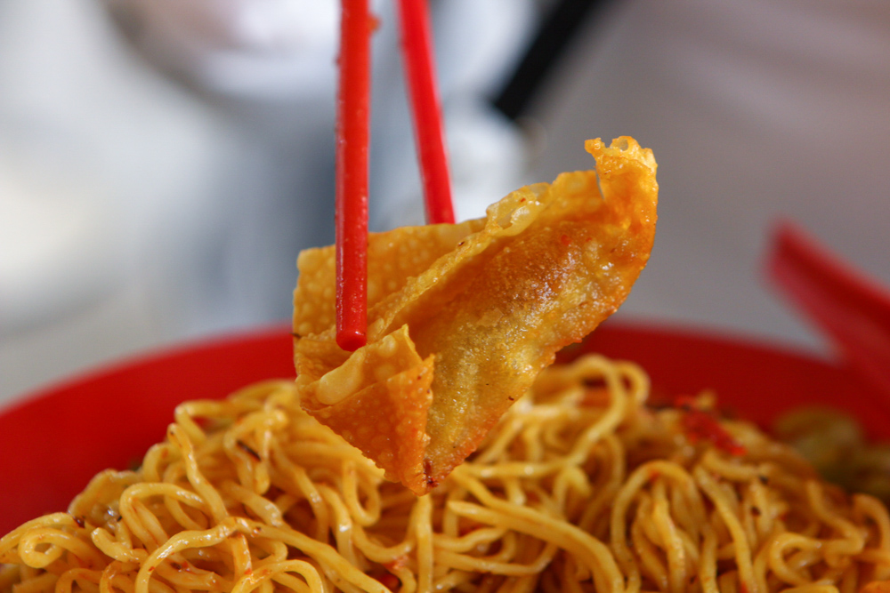 Close up of fried wanton
