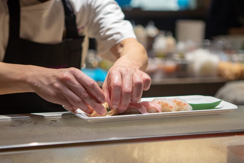chef plating sushi