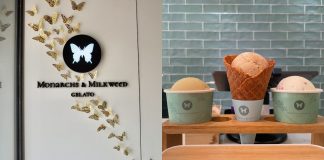Monarchs and Milkweed Gelato - A picture of the store's logo and some gelato