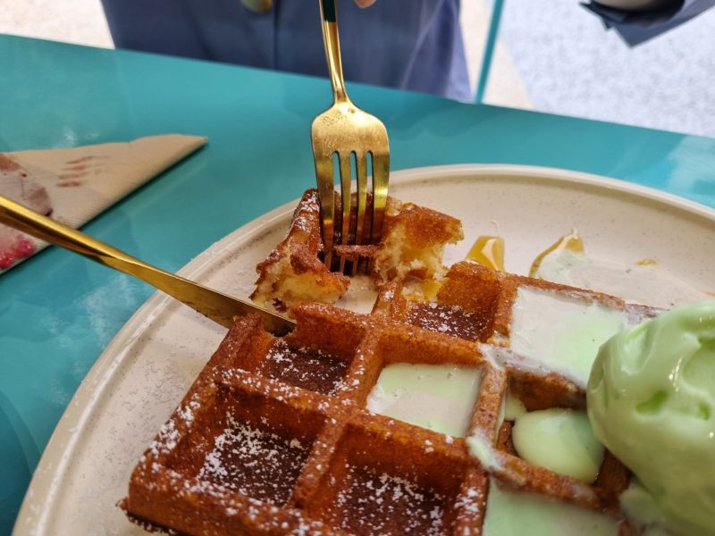 Fat Boss Waffles and Ice Cream - closeup of classic waffle