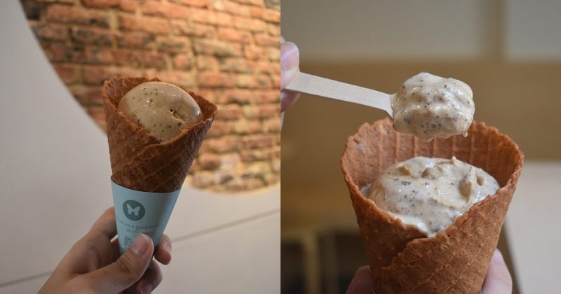 Monarchs and Milkweed Gelato - A picture of Burnt White Chocolate in a cone