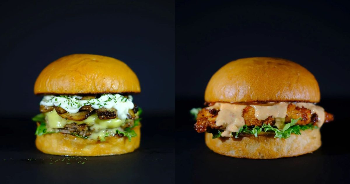 The Burger Coy - Picture of the truffle mushroom burger and peri-peri chicken burger