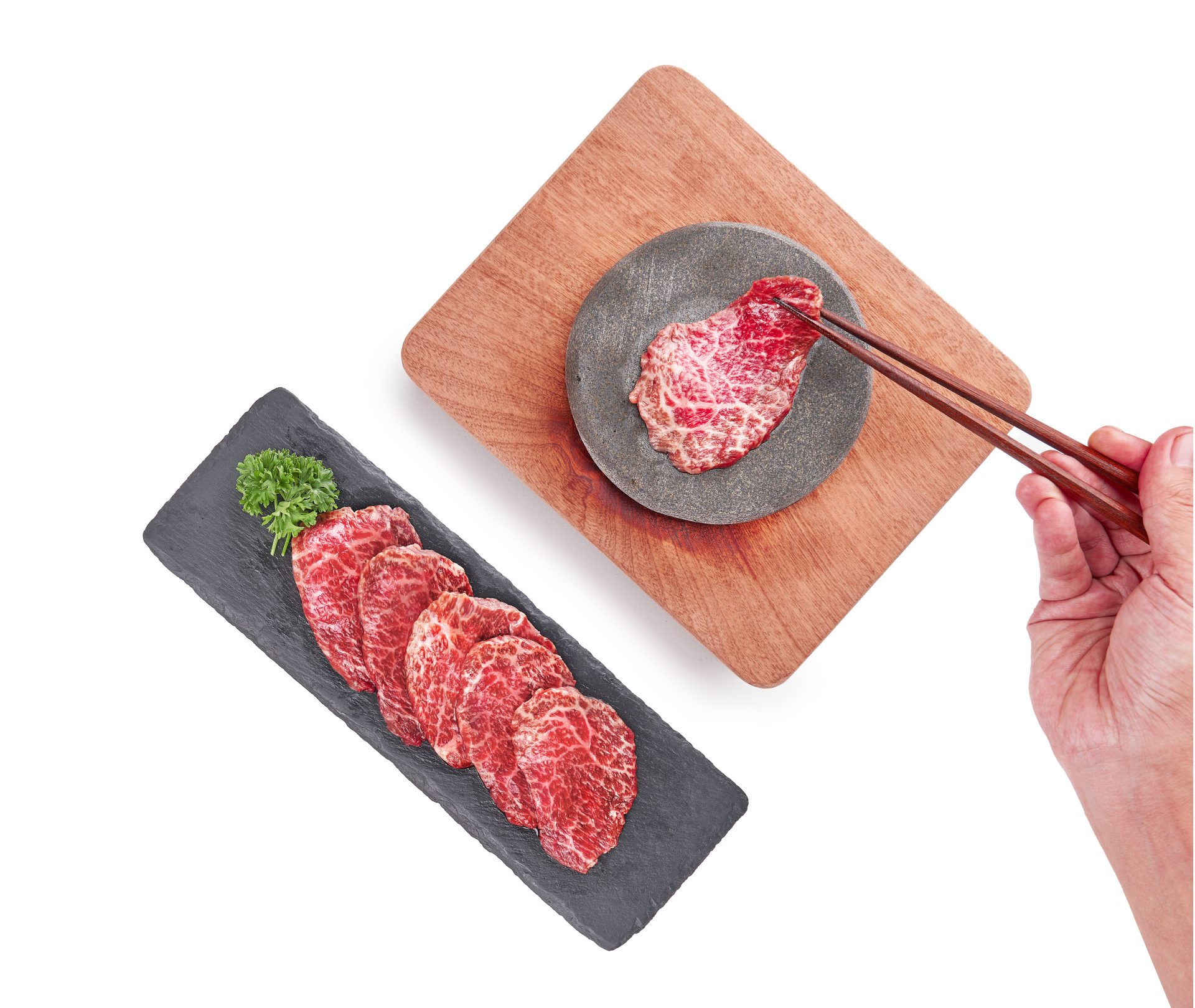 Tsuta - grilled wagyu beef on hot stone