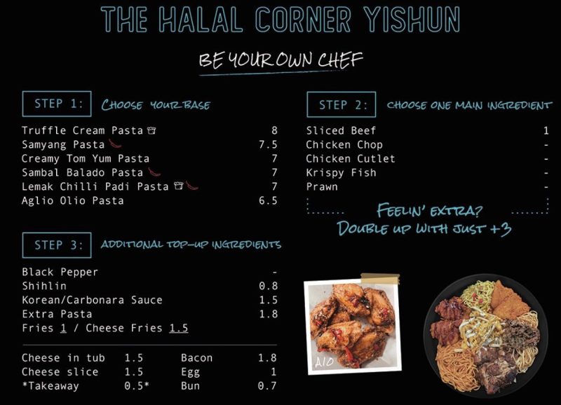 The Halal Corner - A picture of their your own chef menu