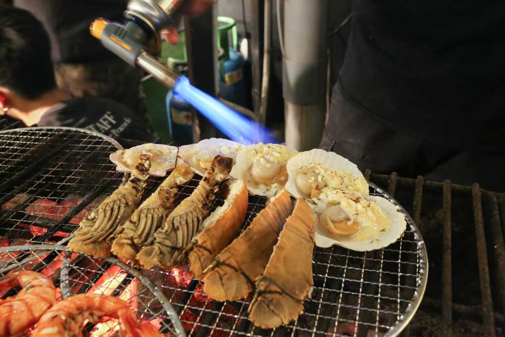 Photo of scallops being torched