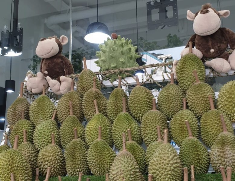 durian stalls - fruit monkeys