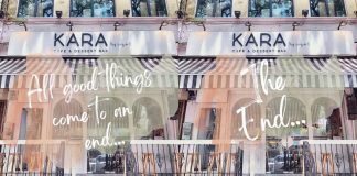 A picture of the store front of KARA cafe