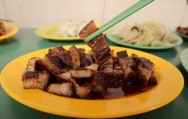 teochew rice & porridge - close up of pork belly