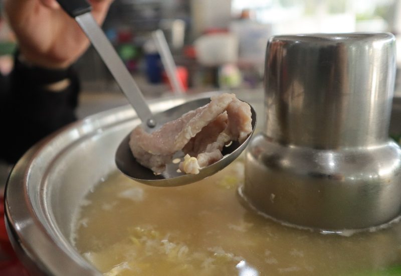 ah pang steamboat seafood - scooping up of pork