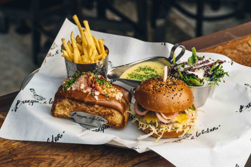 BURGER AND LOBSTER - A picture of their lobster roll and burger