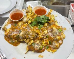 Circuit Road Hawker Centre - Ghim Guan Fried Oyster, Plate of fried oyster omelette