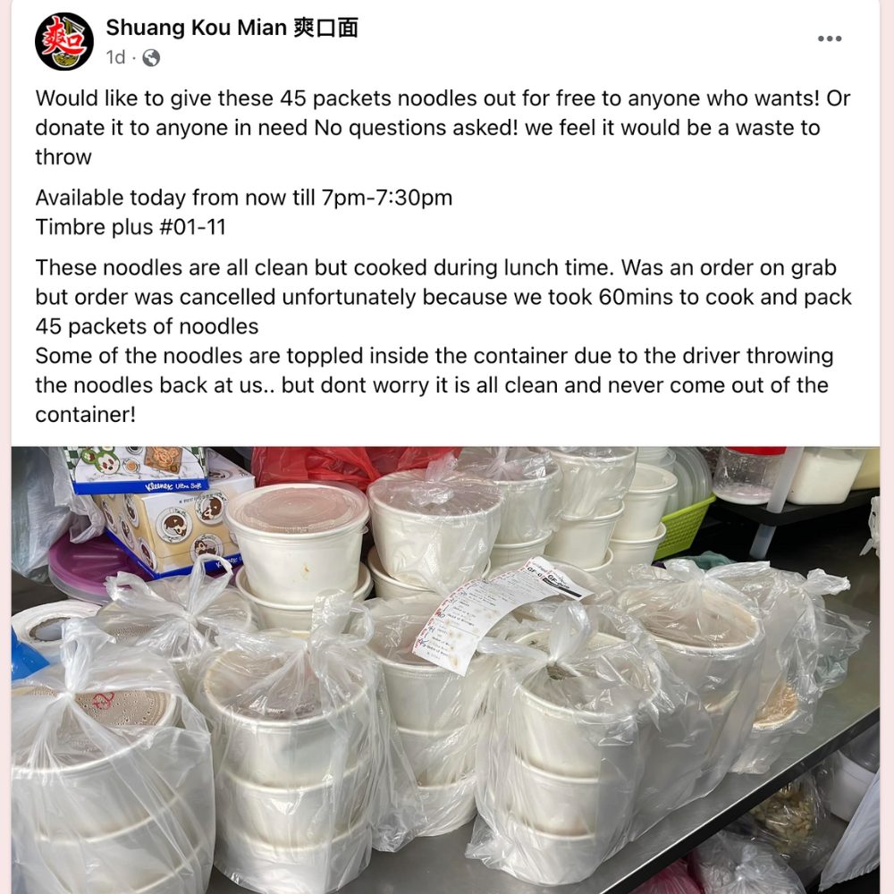 Shuang Kou Mian - FB post on bowls of noodles