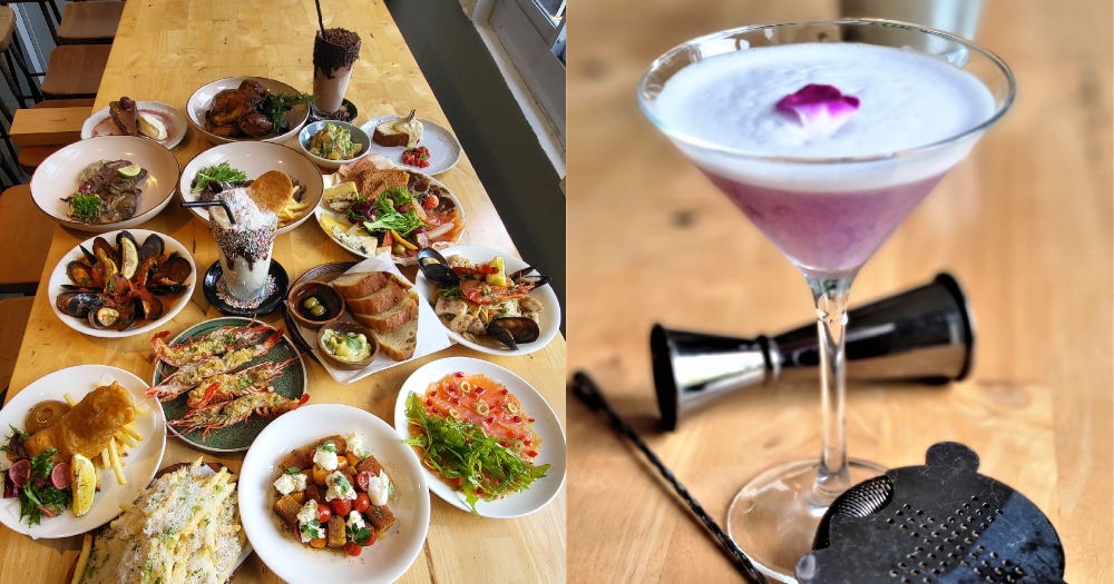 lbe - collage of dishes and cocktail