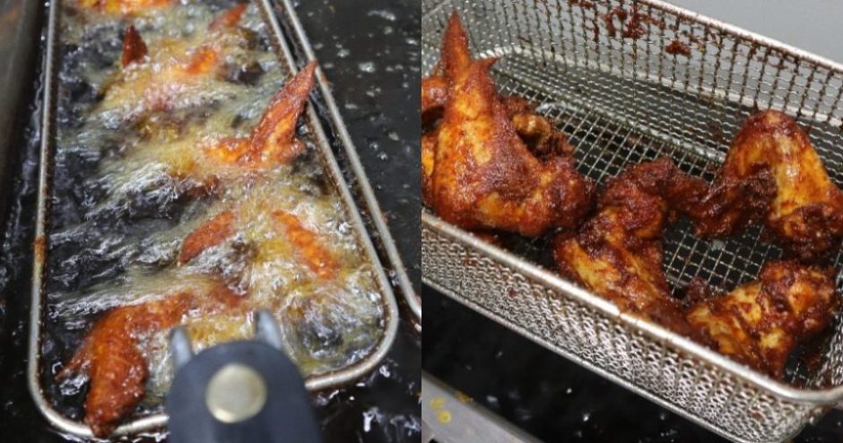 mama lemak - chicken wings frying