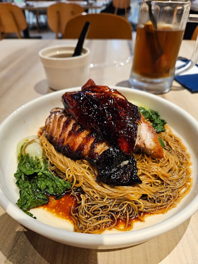 Village Roast Duck - Plate of noodles and roast duck