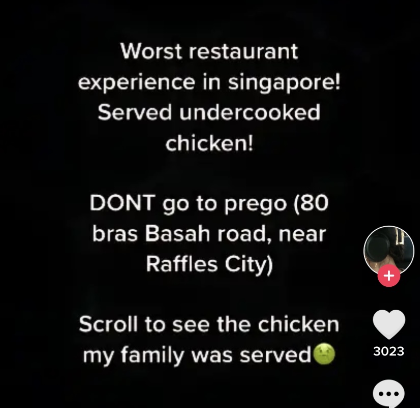 Raw chicken incident - TikTok post
