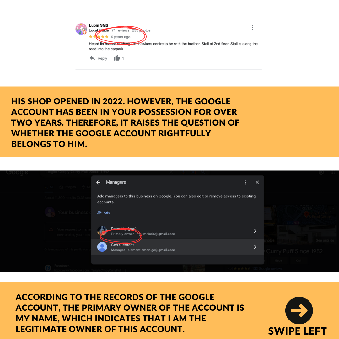 Tanglin Curry Puff Family Dispute — Evidence of Google listing