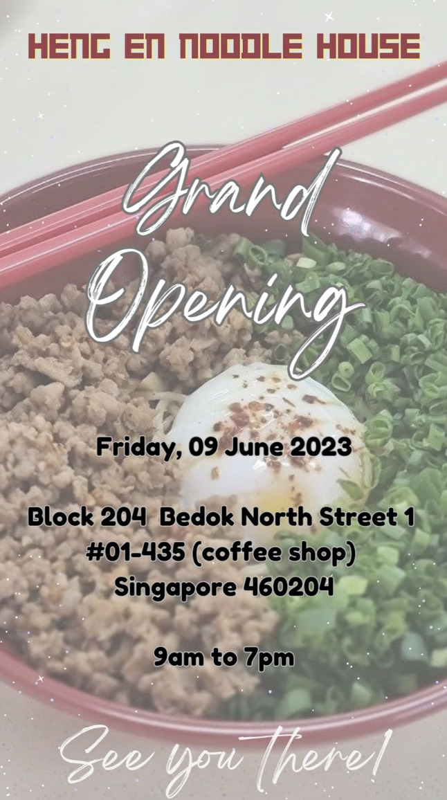 Heng En Noodle House — Facebook announcement
