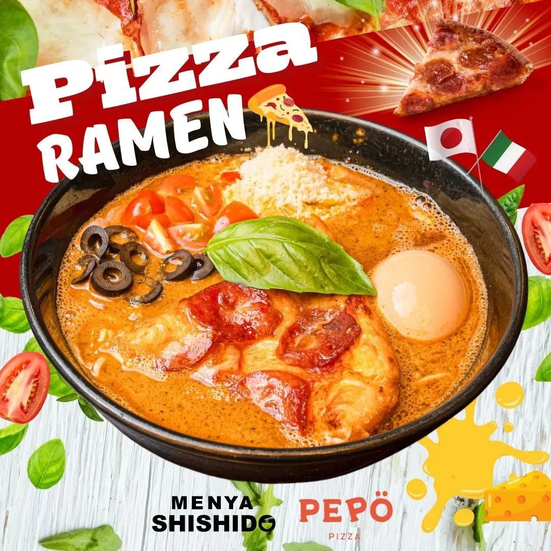 Menya Shishido - Pizza ramen promotional poster