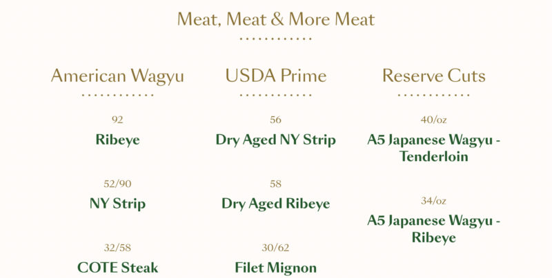 cote - meat menu