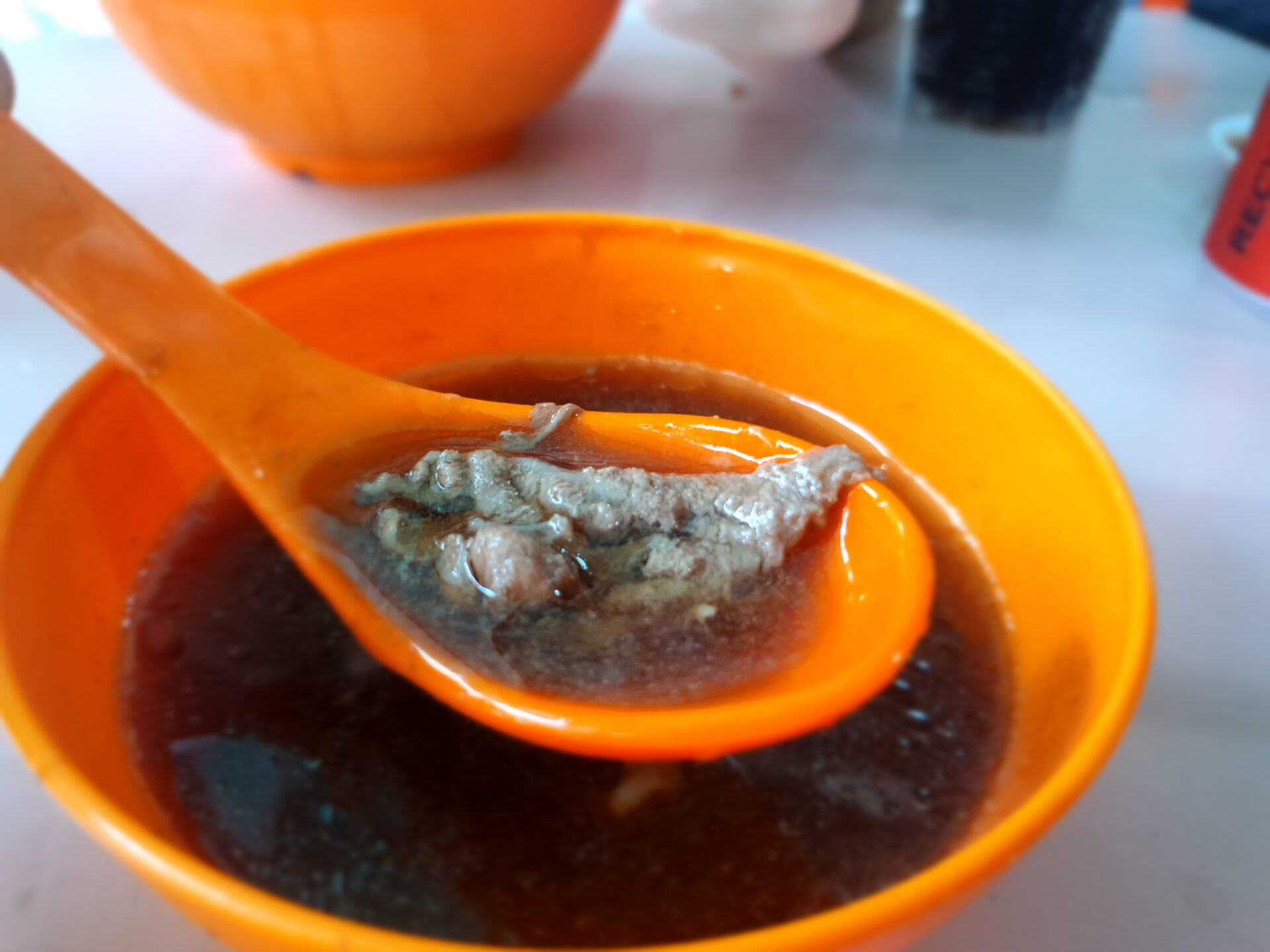 Kim Huat Teochew Beef Noodles - Soup closeup