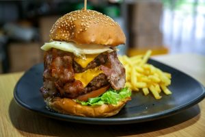 smokin joe - double wagyu burger with bacon and egg