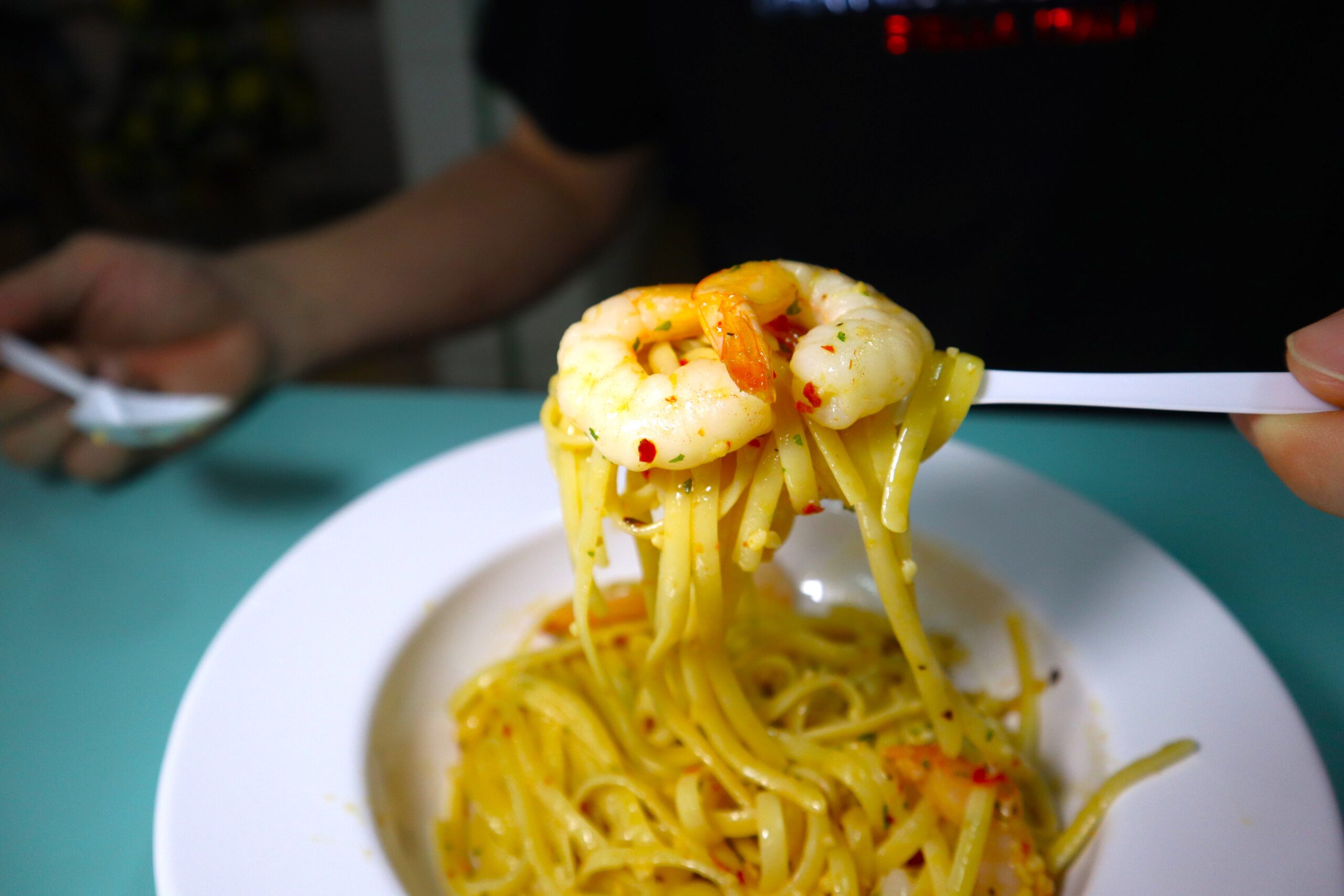 just pasta - aglio olio prawns