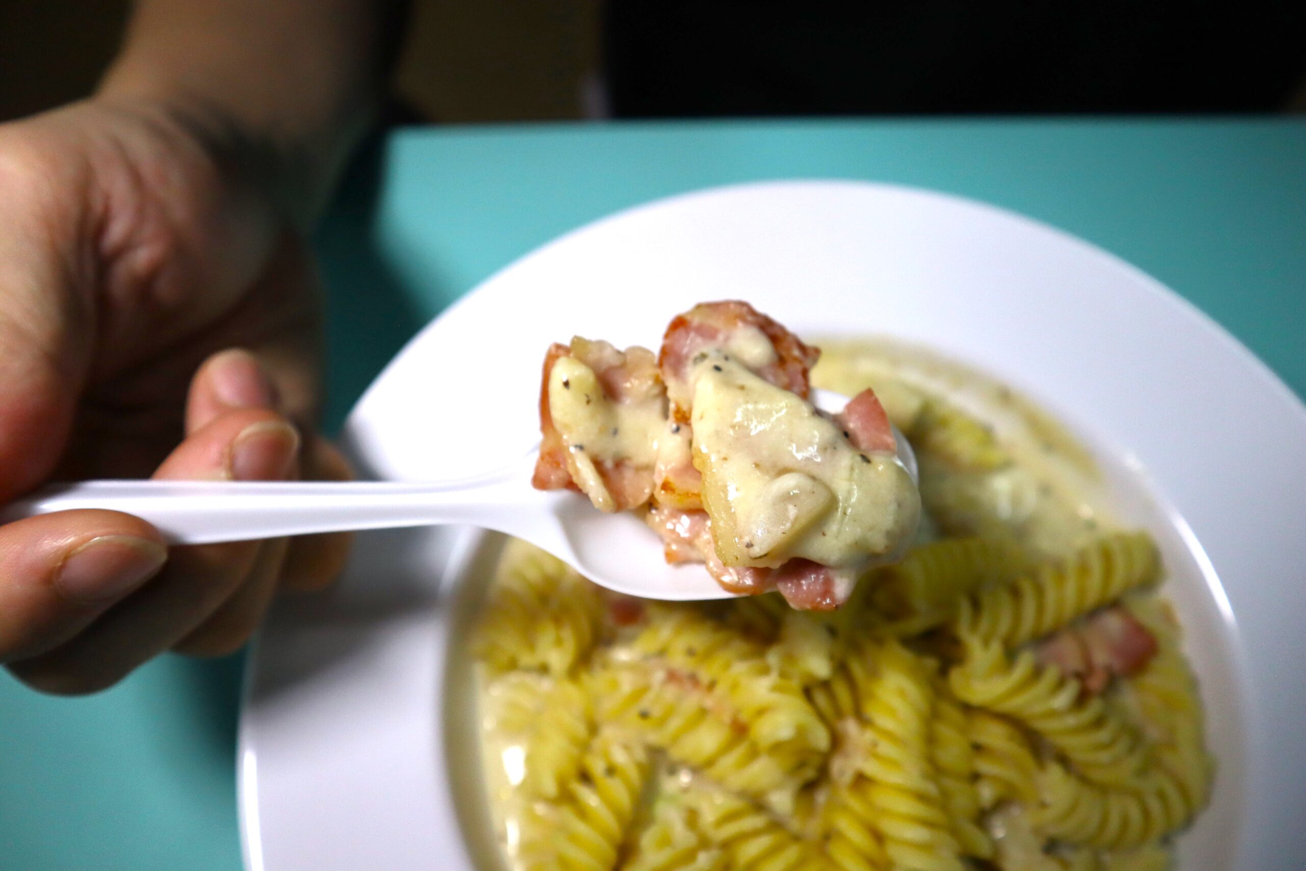 just pasta - bacon upclose