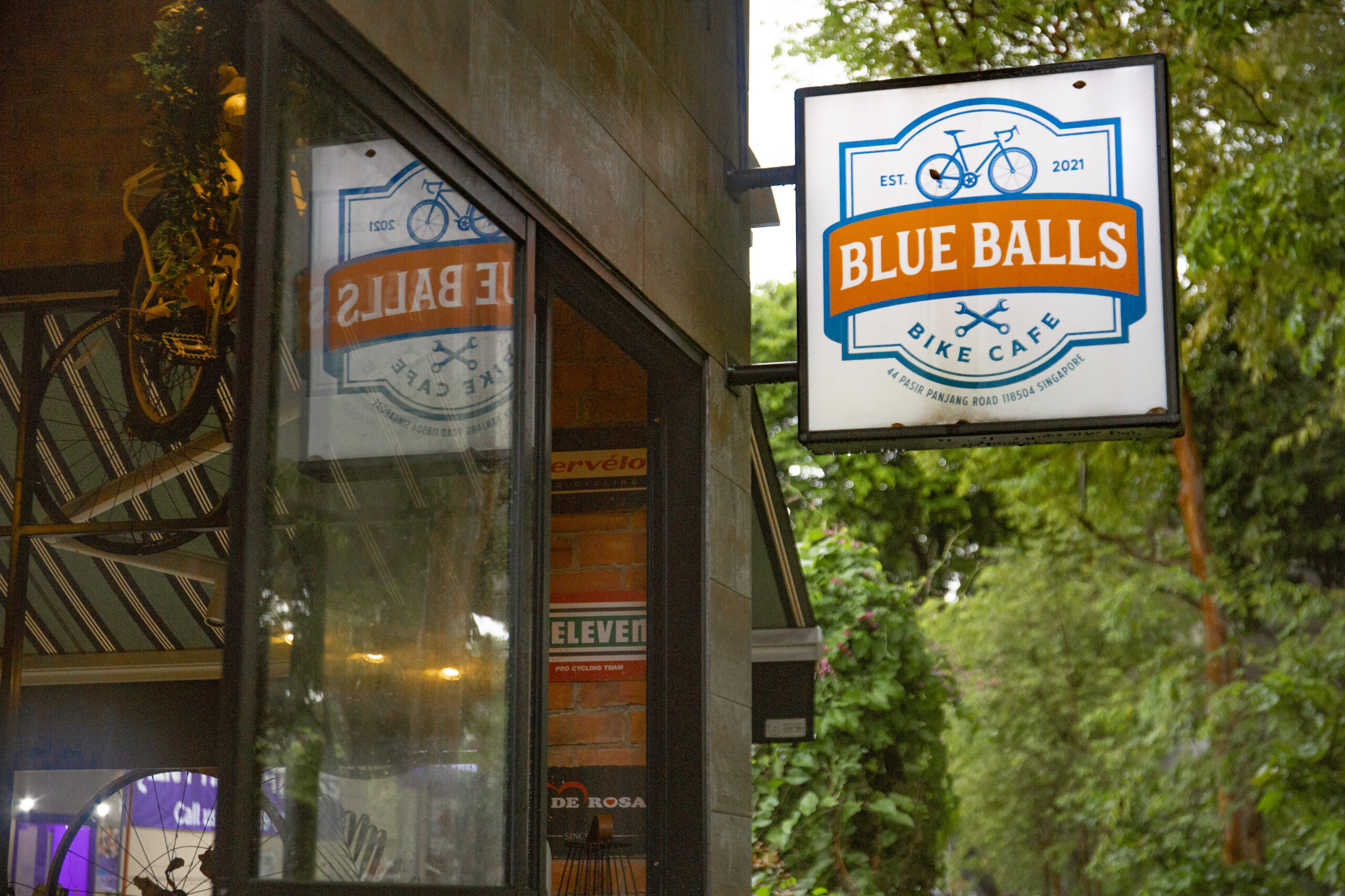 Blue Balls Bike Cafe - Blue Balls sign