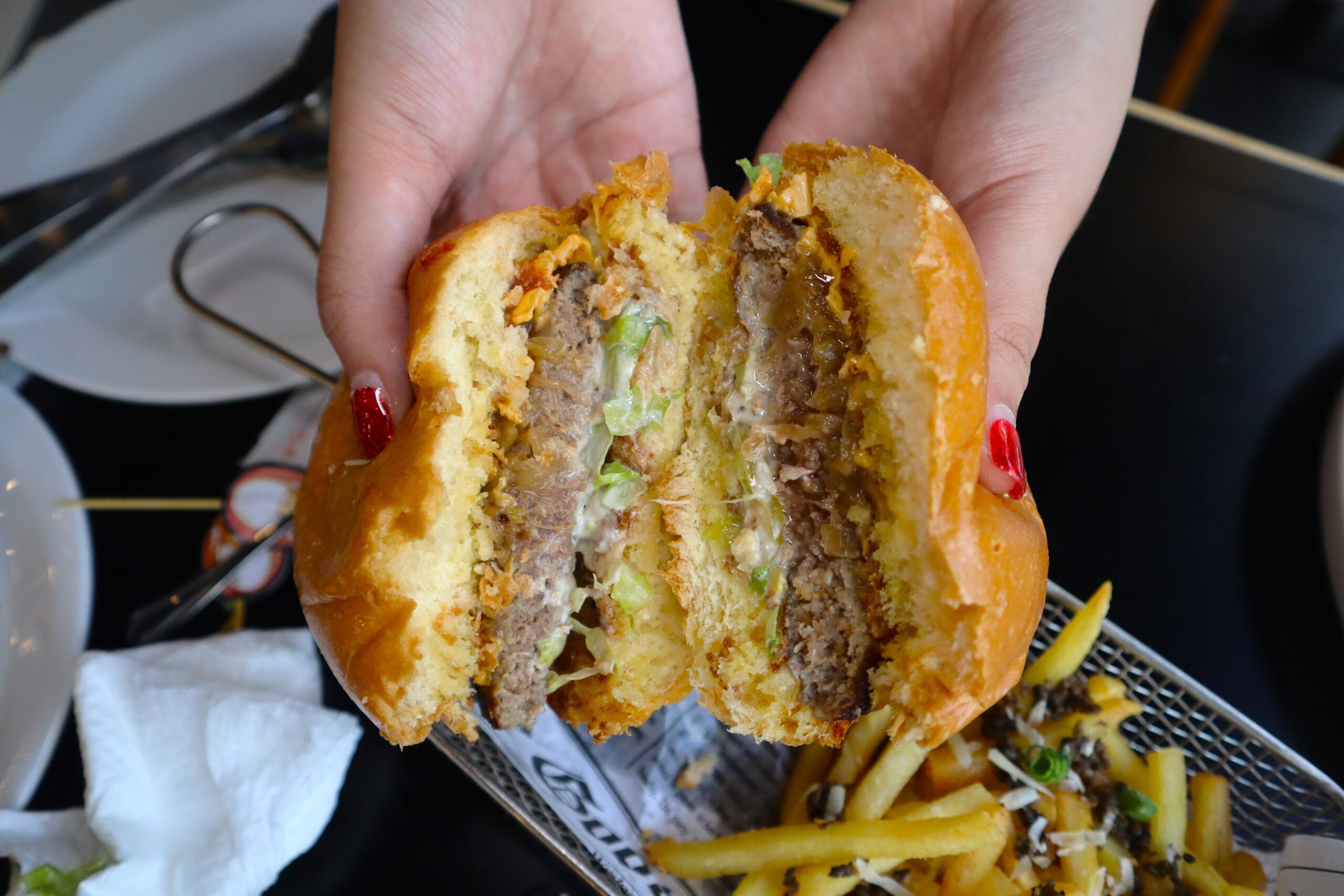 tenderbest hougang - beef burger closeup