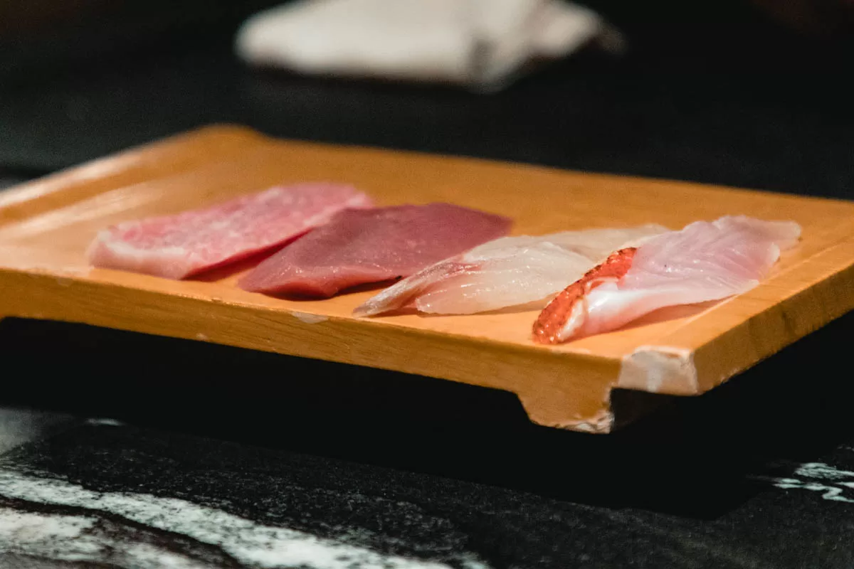 An Omakase - fish slices