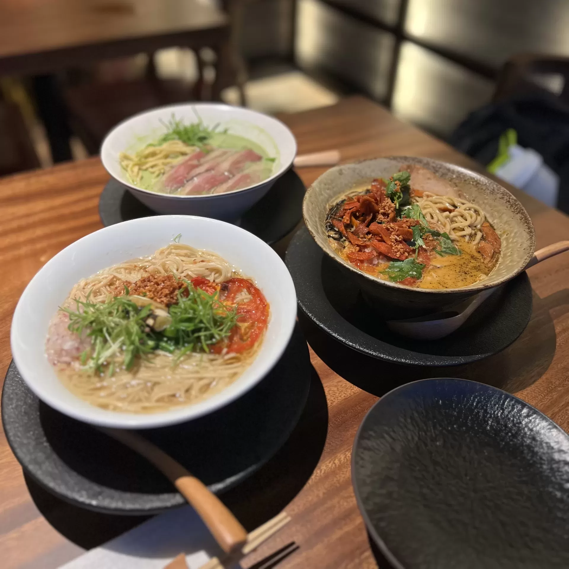 Mensho Tokyo - all 3 ramen bowls