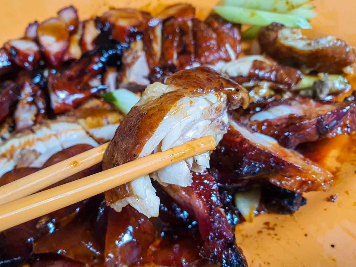 incredible roasted meat - soya sauce chicken closeup