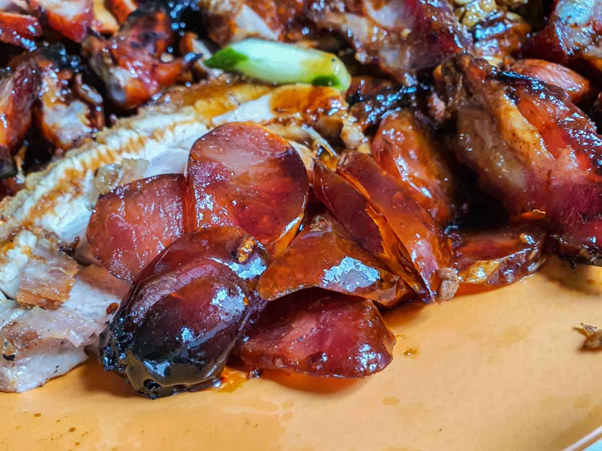 incredible roasted meat - chinese sausage closeup