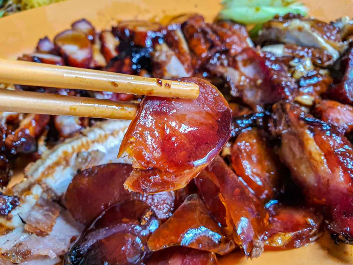 incredible roasted meat - chinese sausage closeup 2