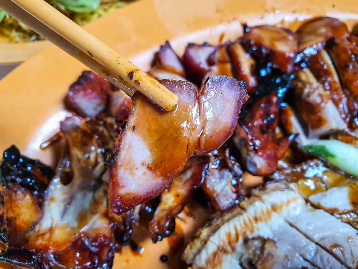 incredible roasted meat - char siew closeup 2