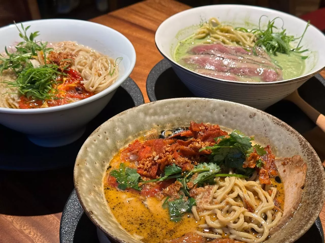 Mensho Tokyo - all 3 ramen bowls together
