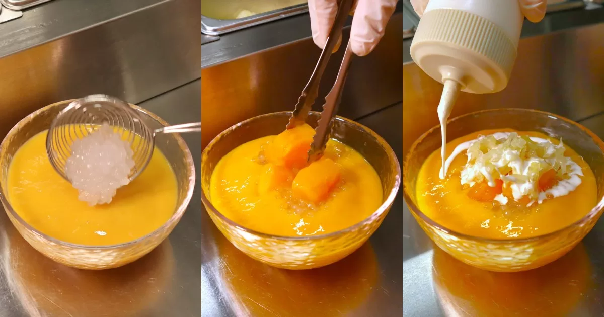 meow dessert - mango sago process