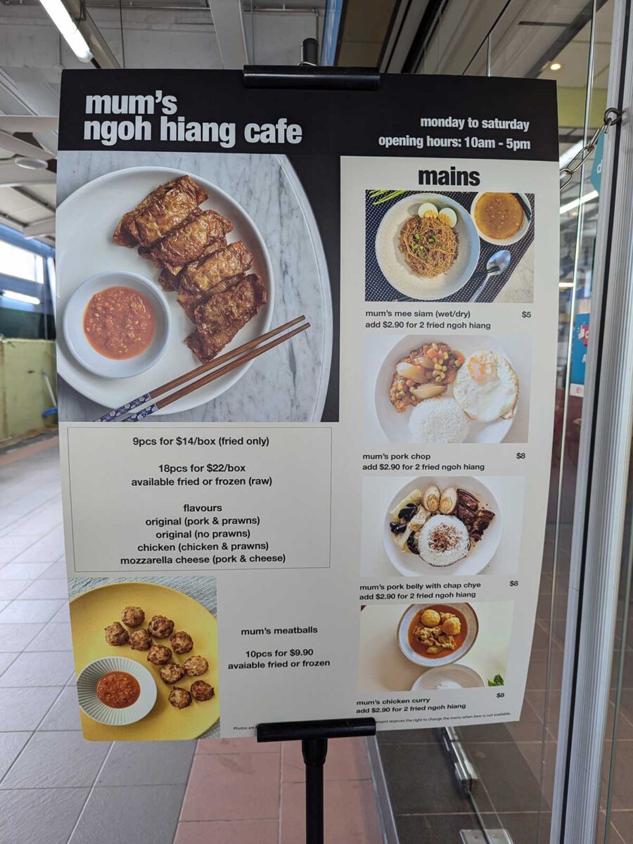 mums ngoh hiang - menu