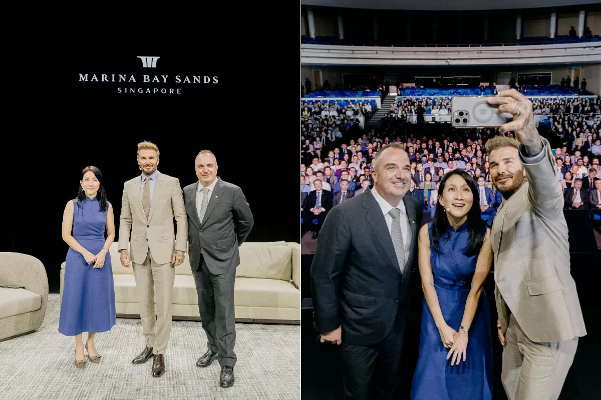 Above Beyond campaign - COO Paul Town, CMO Irene Lin and Ambassador David Beckham at the event